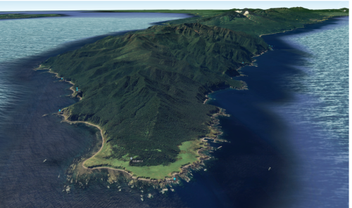 グーグルアースで捉えた知床半島（サイトから）