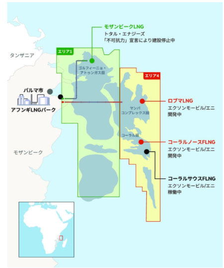 (モザンビークLNG事業地図、Solutions for Our Climate提供)